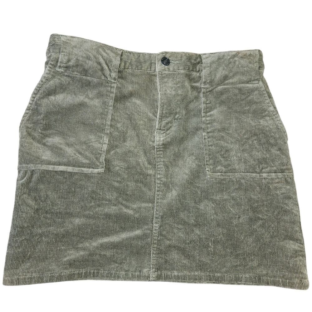 Route 66 Vintage Y2K Dusty Sage Green Soft Corduroy Mini Skirt 4 Spring Fall